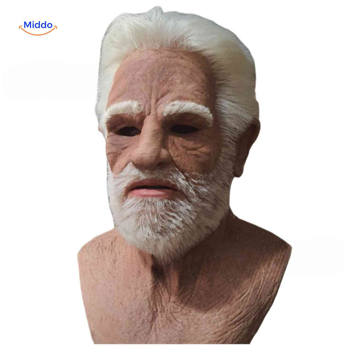 Latex Volledig Gezichtsmasker Oudere Man Realistisch Halloween Karakter Vermomming met Baard Feest Kostuum | Sulvida