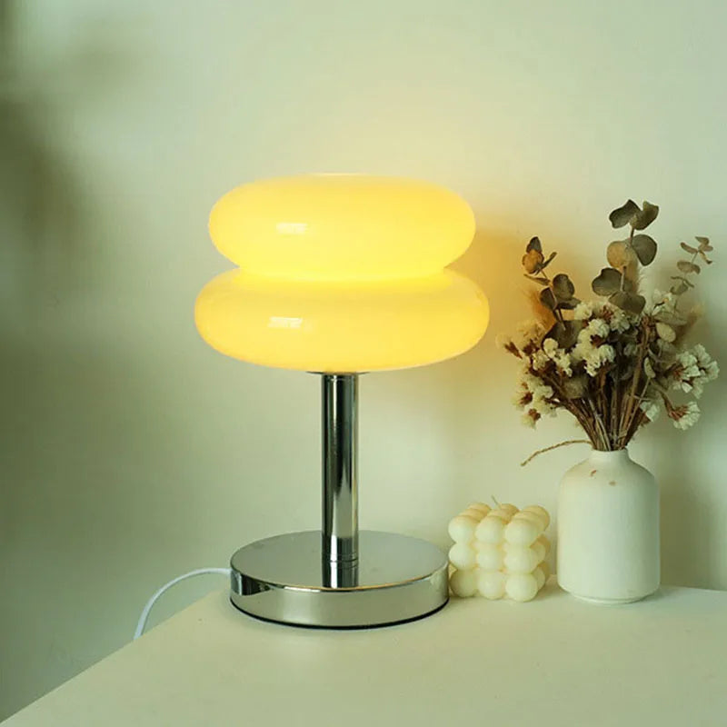Glazen Tafellamp met Kleurrijk Patroon LED Kinderlamp Modern Nachtlampje Decoratief Sfeerlicht Woon- en Kinderkamer | Sulvida