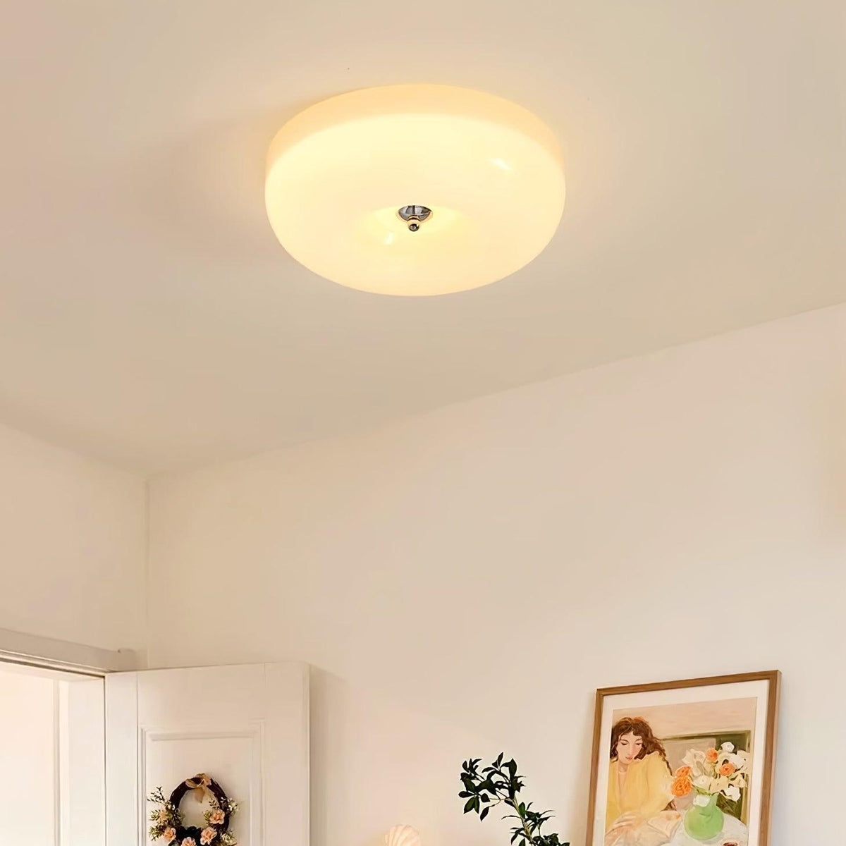Glazen Plafondlamp met LED Verlichting Warm of Koel Wit Beige Chroom voor Woonkamer Slaapkamer Hal Eetkamer | Sulvida