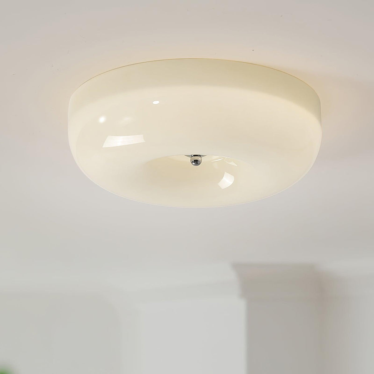 Glazen Plafondlamp met LED Verlichting Warm of Koel Wit Beige Chroom voor Woonkamer Slaapkamer Hal Eetkamer | Sulvida