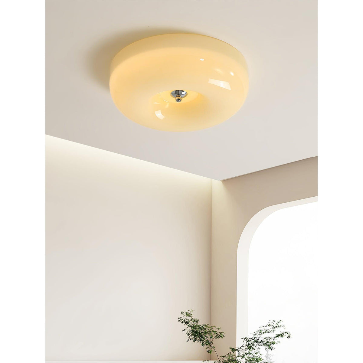Glazen Plafondlamp met LED Verlichting Warm of Koel Wit Beige Chroom voor Woonkamer Slaapkamer Hal Eetkamer | Sulvida