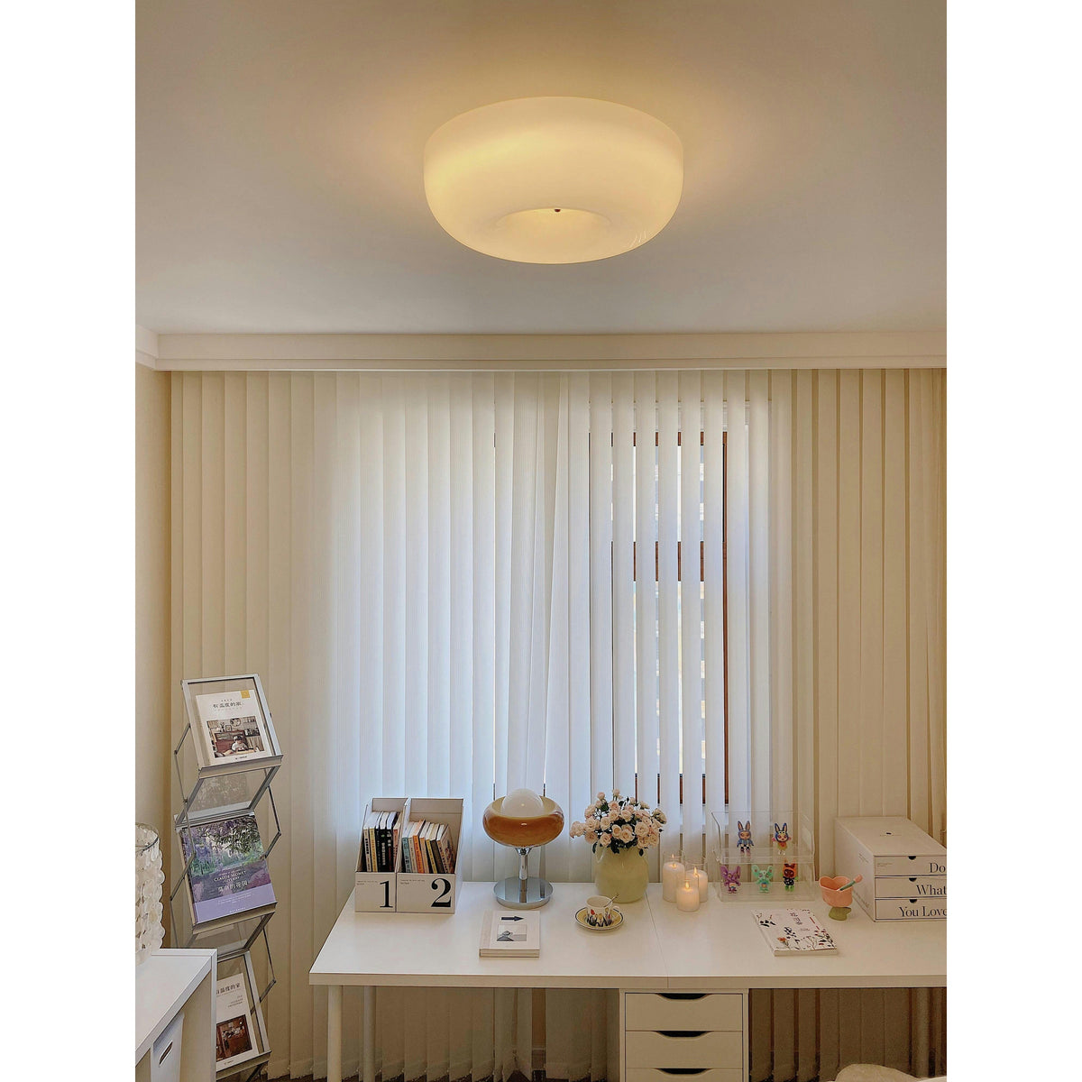 Glazen Plafondlamp met LED Verlichting Warm of Koel Wit Beige Chroom voor Woonkamer Slaapkamer Hal Eetkamer | Sulvida