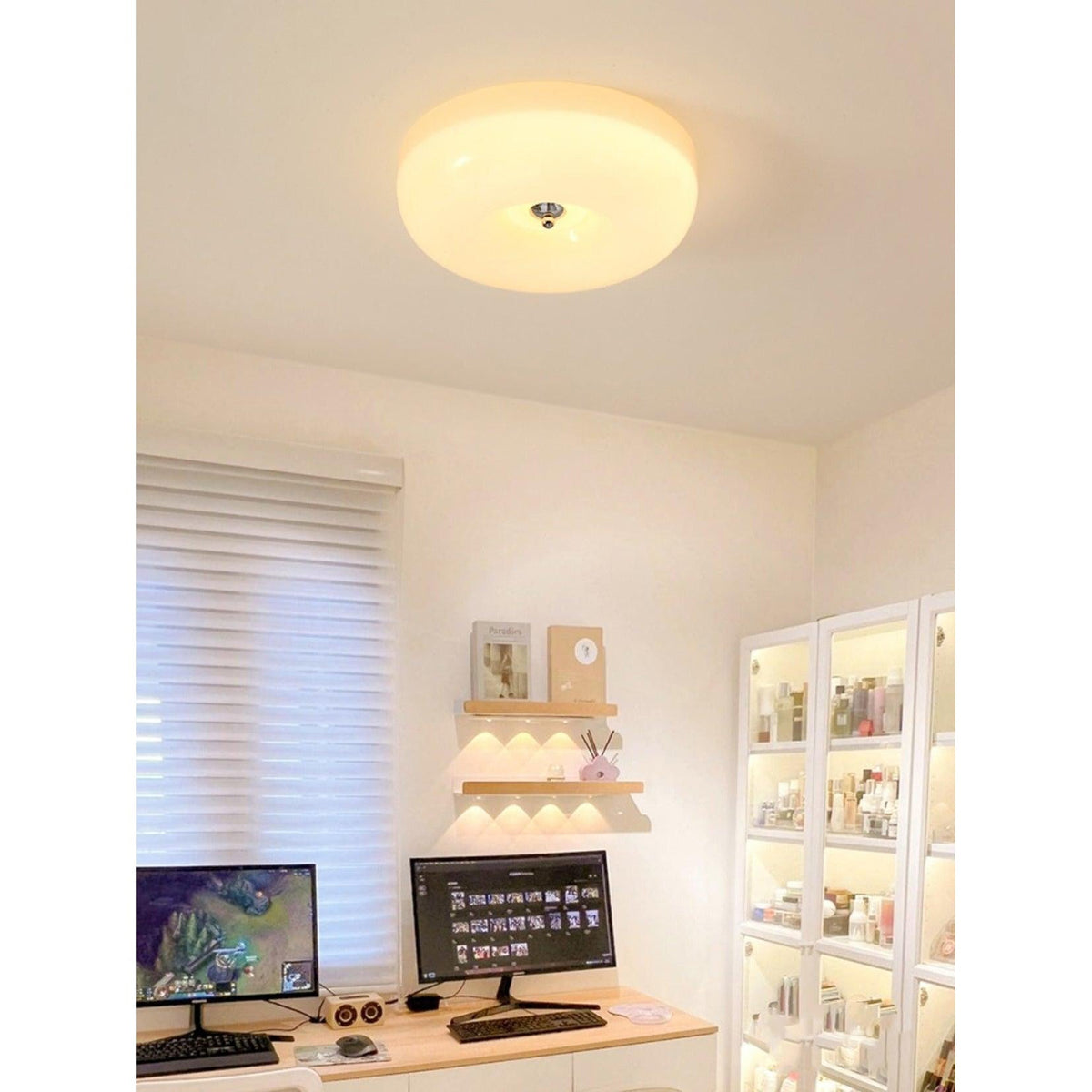 Glazen Plafondlamp met LED Verlichting Warm of Koel Wit Beige Chroom voor Woonkamer Slaapkamer Hal Eetkamer | Sulvida