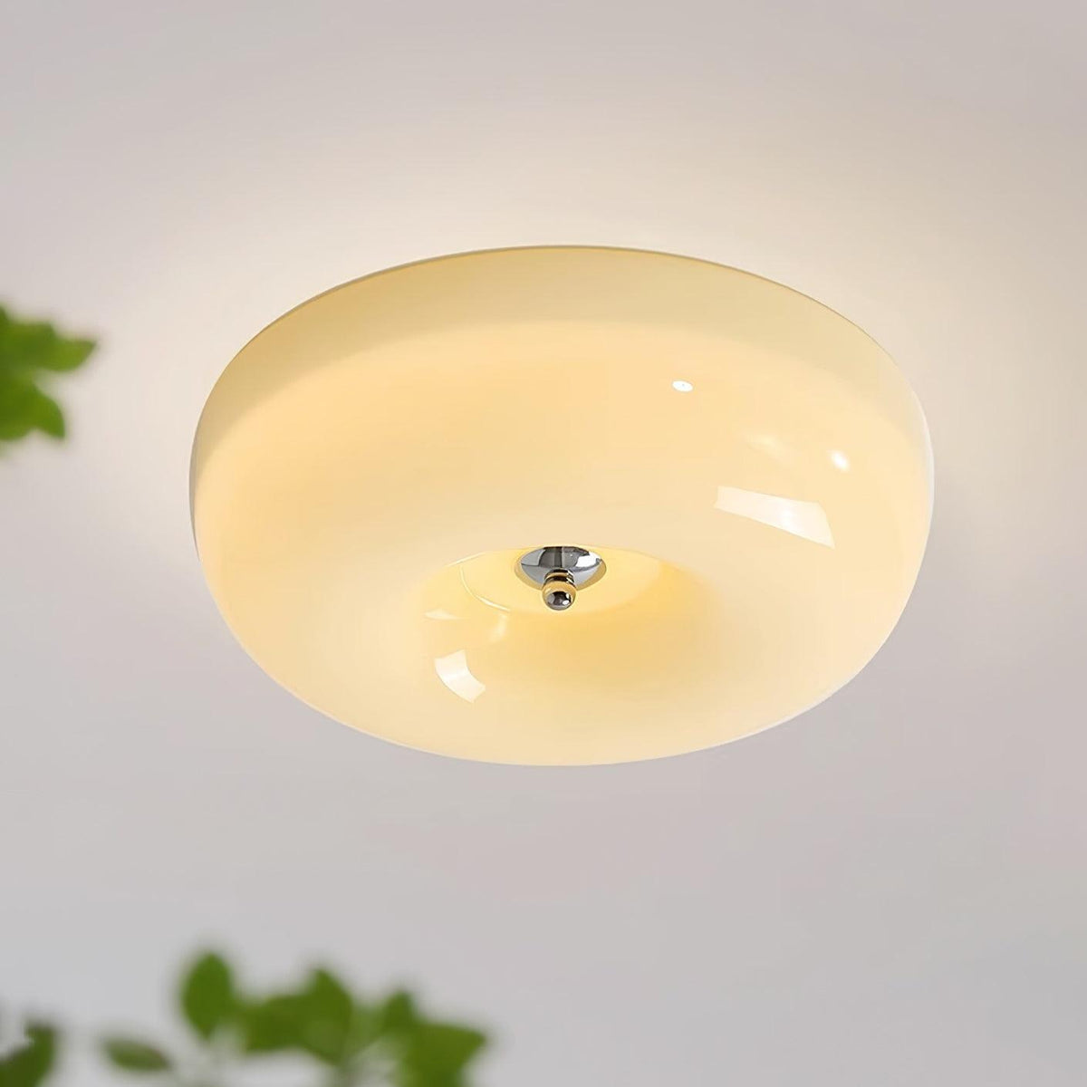 Glazen Plafondlamp met LED Verlichting Warm of Koel Wit Beige Chroom voor Woonkamer Slaapkamer Hal Eetkamer | Sulvida