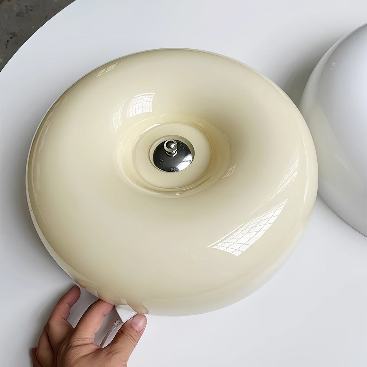 Glazen Plafondlamp met LED Verlichting Warm of Koel Wit Beige Chroom voor Woonkamer Slaapkamer Hal Eetkamer | Sulvida