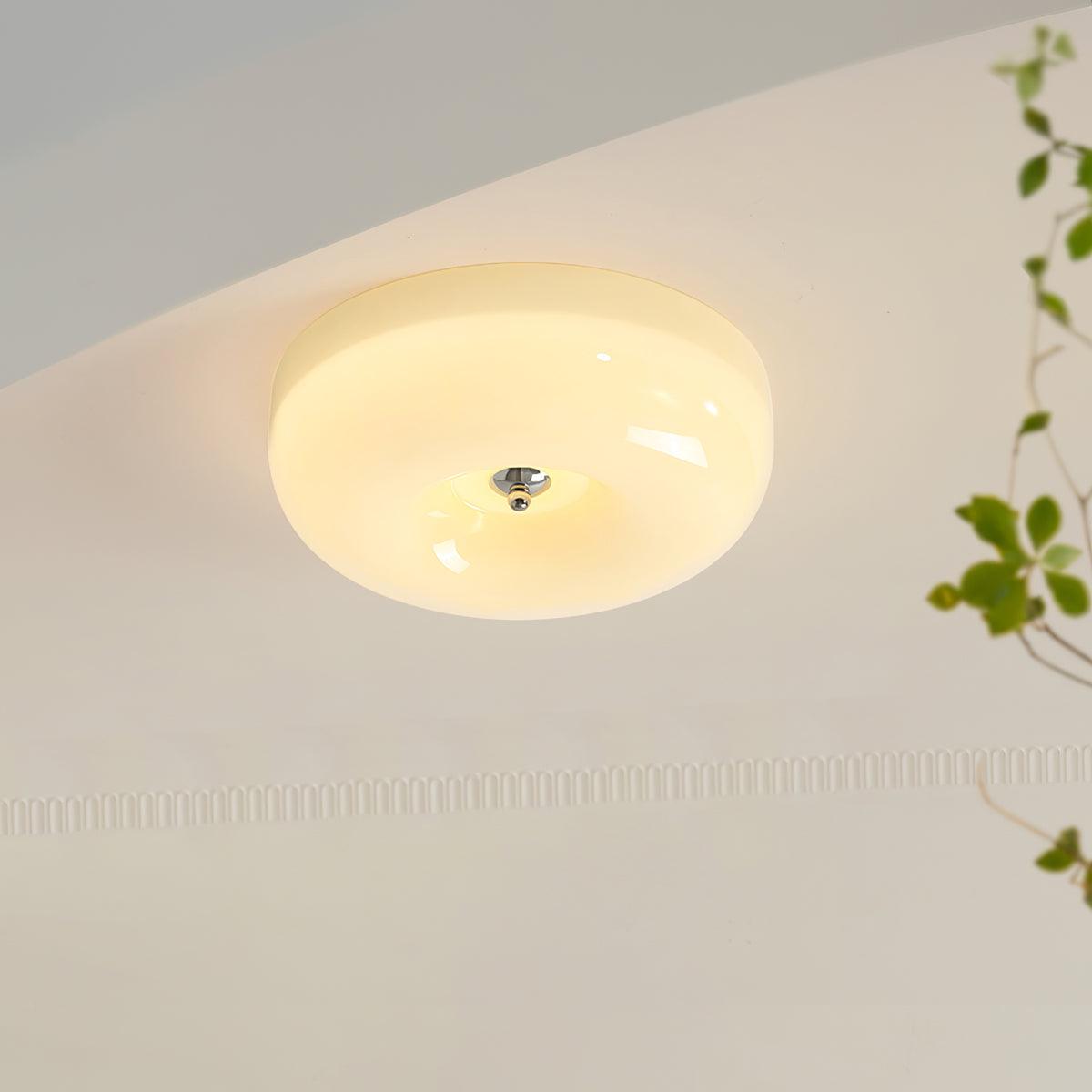 Glazen Plafondlamp met LED Verlichting Warm of Koel Wit Beige Chroom voor Woonkamer Slaapkamer Hal Eetkamer | Sulvida
