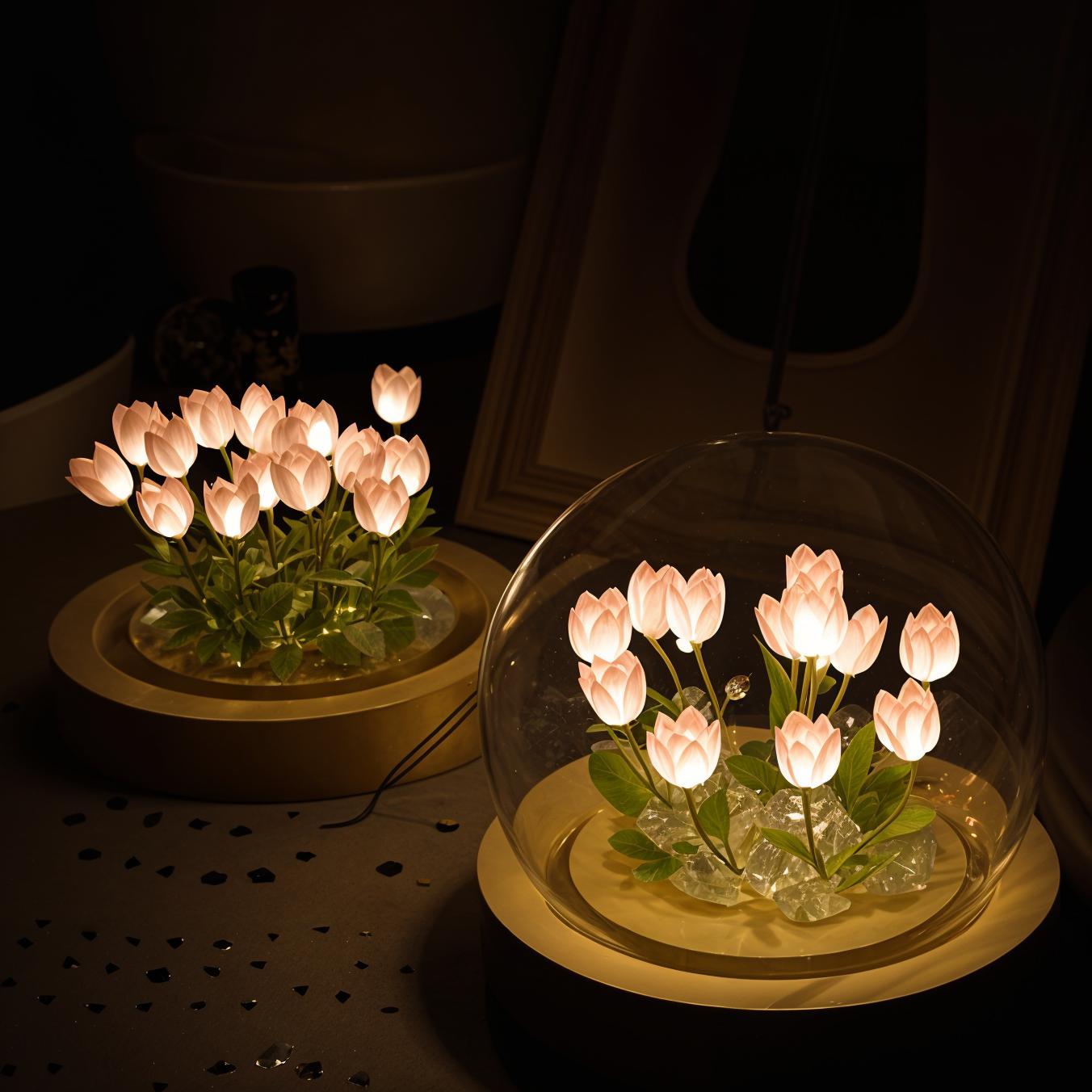 Decoratieve LED-Tulpenlamp met Kleurenwisselend Sfeerlicht en Kuppelvorm voor Woonkamer Slaapkamer en Sfeervolle Moderne Interieurs | Sulvida