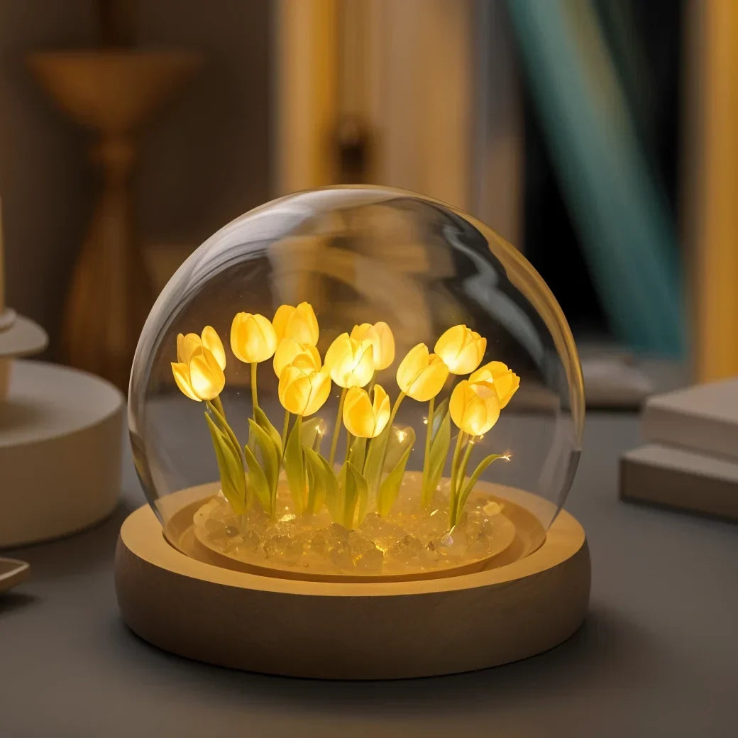 Decoratieve LED-Tulpenlamp met Kleurenwisselend Sfeerlicht en Kuppelvorm voor Woonkamer Slaapkamer en Sfeervolle Moderne Interieurs | Sulvida