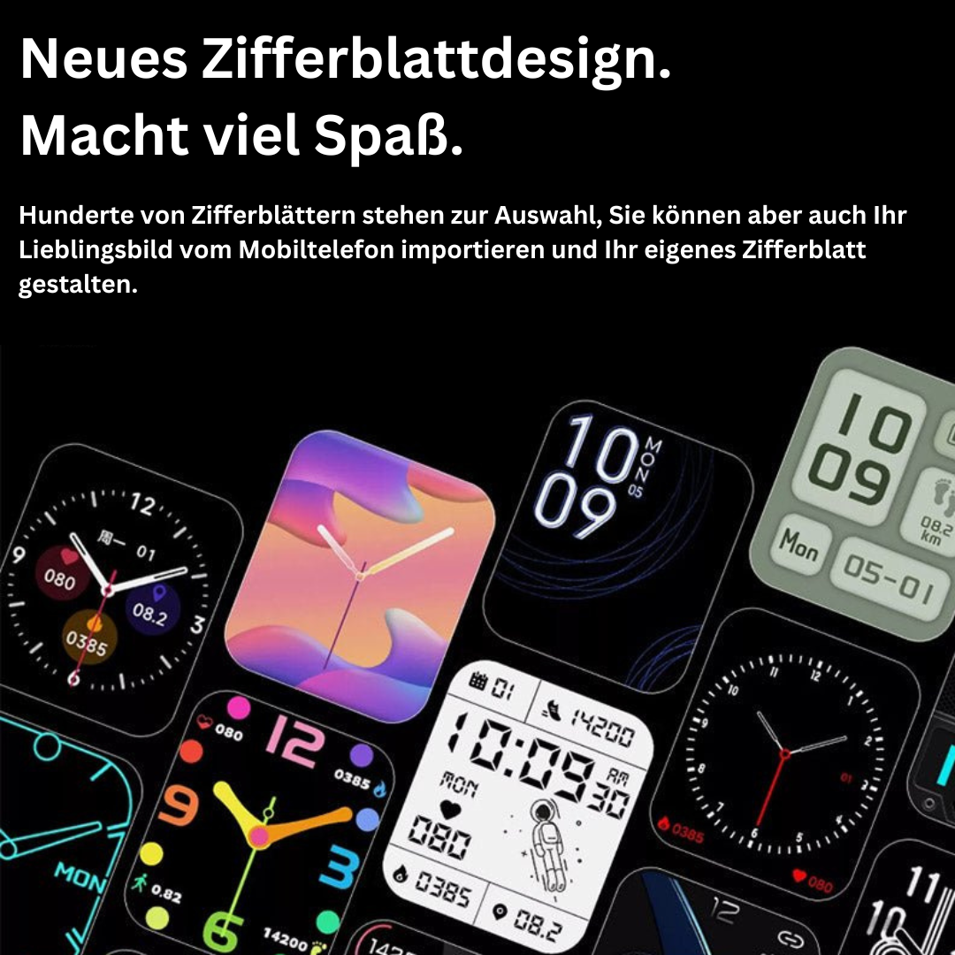 Smartwatch met Bloedsuikermeting Draadloos Hartslagmeter Bloeddruk Zuurstof Gezondheidsmonitor Polshorloge | Sulvida