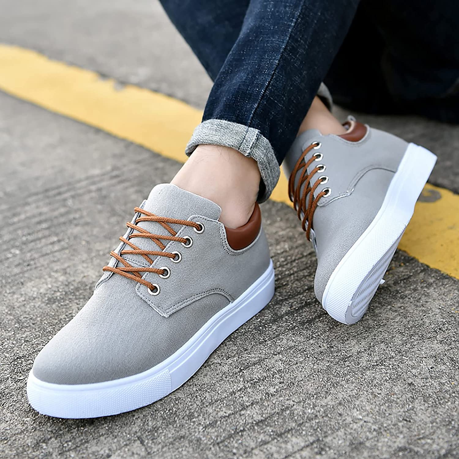 Canvas Herensneakers met Witte Zool – Stoere Sneaker voor Dames en Heren – Sportieve Platte Schoenen Maat 39-47 | Sulvida