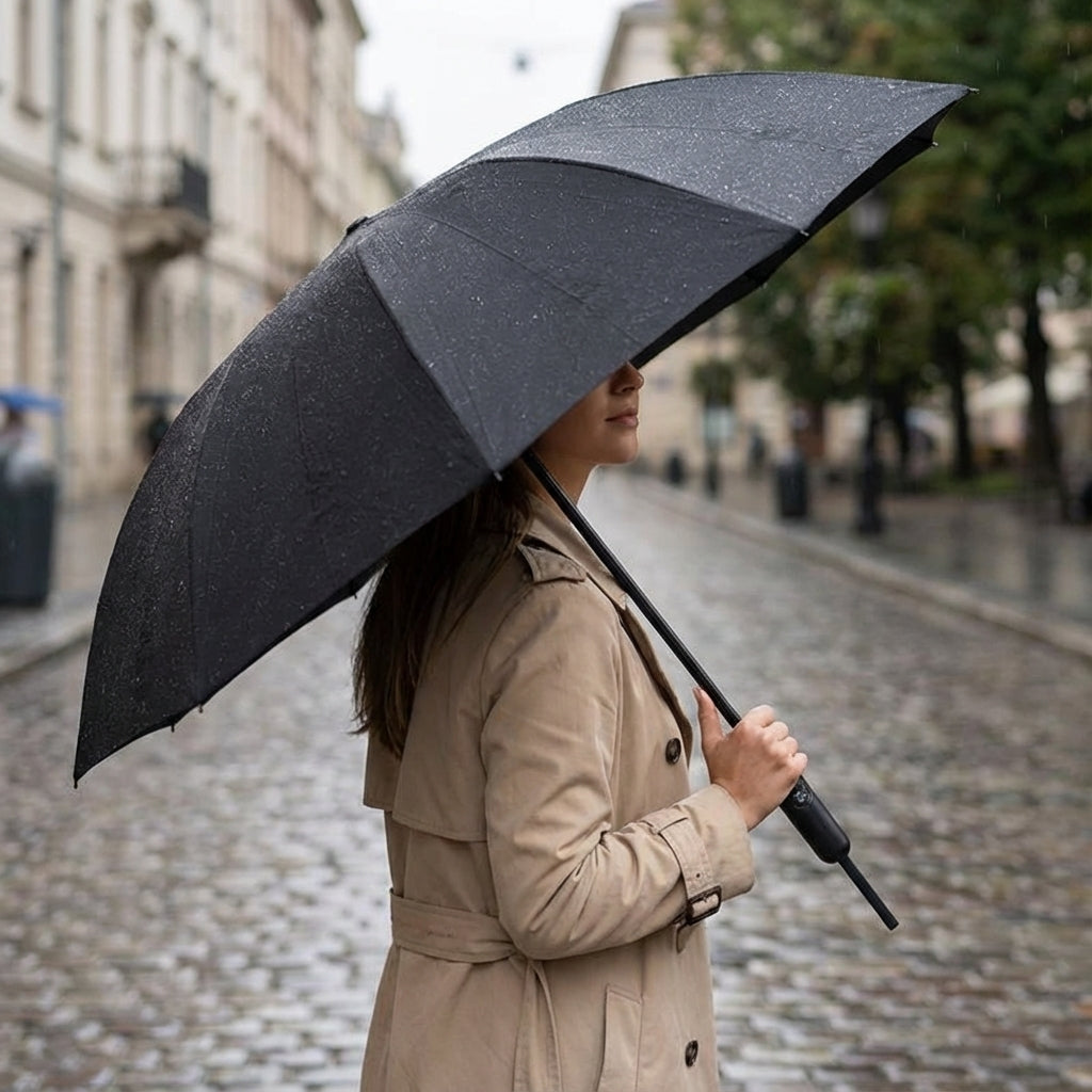 Stormparaplu automatisch omkeerbaar 113 cm 40 ribs winddicht dames heren opvouwbaar regenparaplu zwart | Sulvida