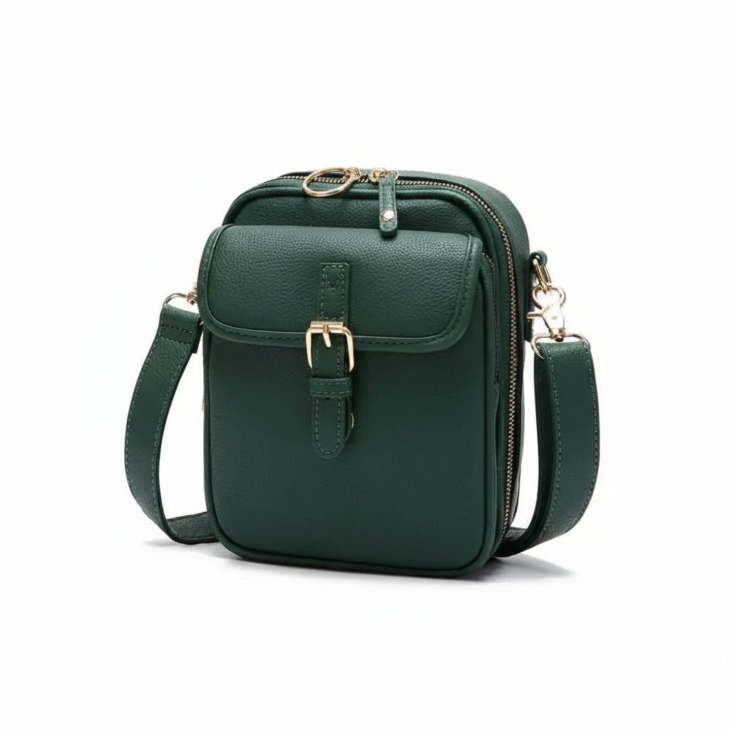 Compacte Crossbody Tas met Antidiefstal-Ritsen | Vierkant Design | Leer | Sulvida