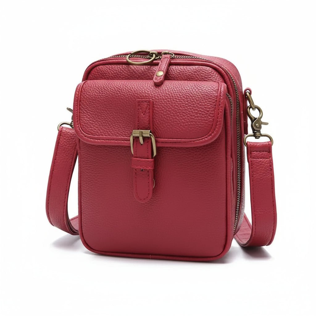 Compacte Crossbody Tas met Antidiefstal-Ritsen | Vierkant Design | Leer | Sulvida