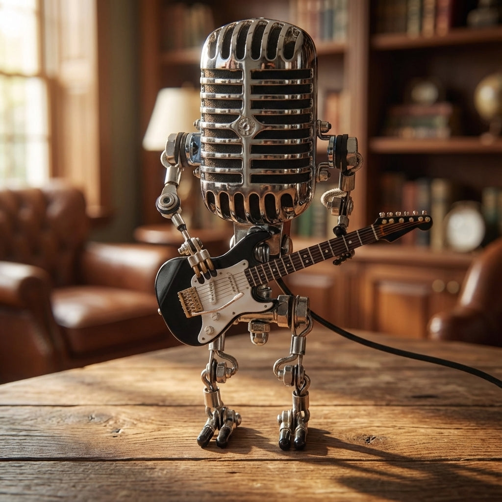 Robot Gitarist Tafellamp LED Warmwit Decoratief Muziekthema Nachtlampje USB-Oplaadbaar Sfeerverlichting | Sulvida