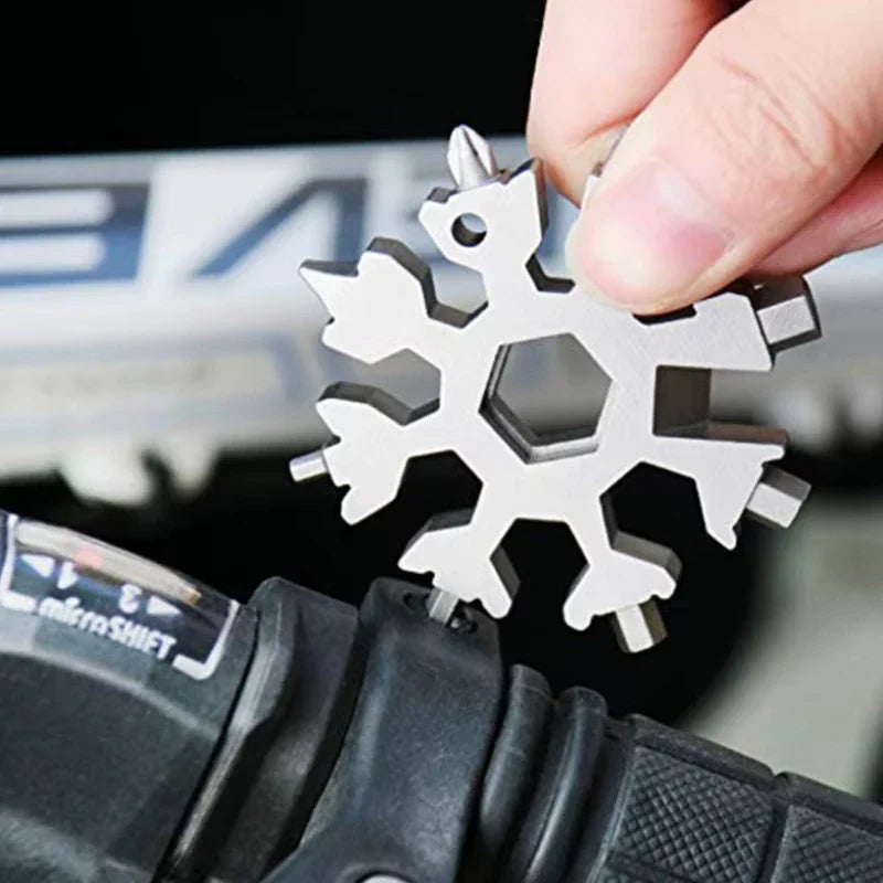 18-in-1 Sneeuwvlok Multitool Compact Zakgereedschap met Sleutelhangerbevestiging Draagbaar Gereedschap | Sulvida