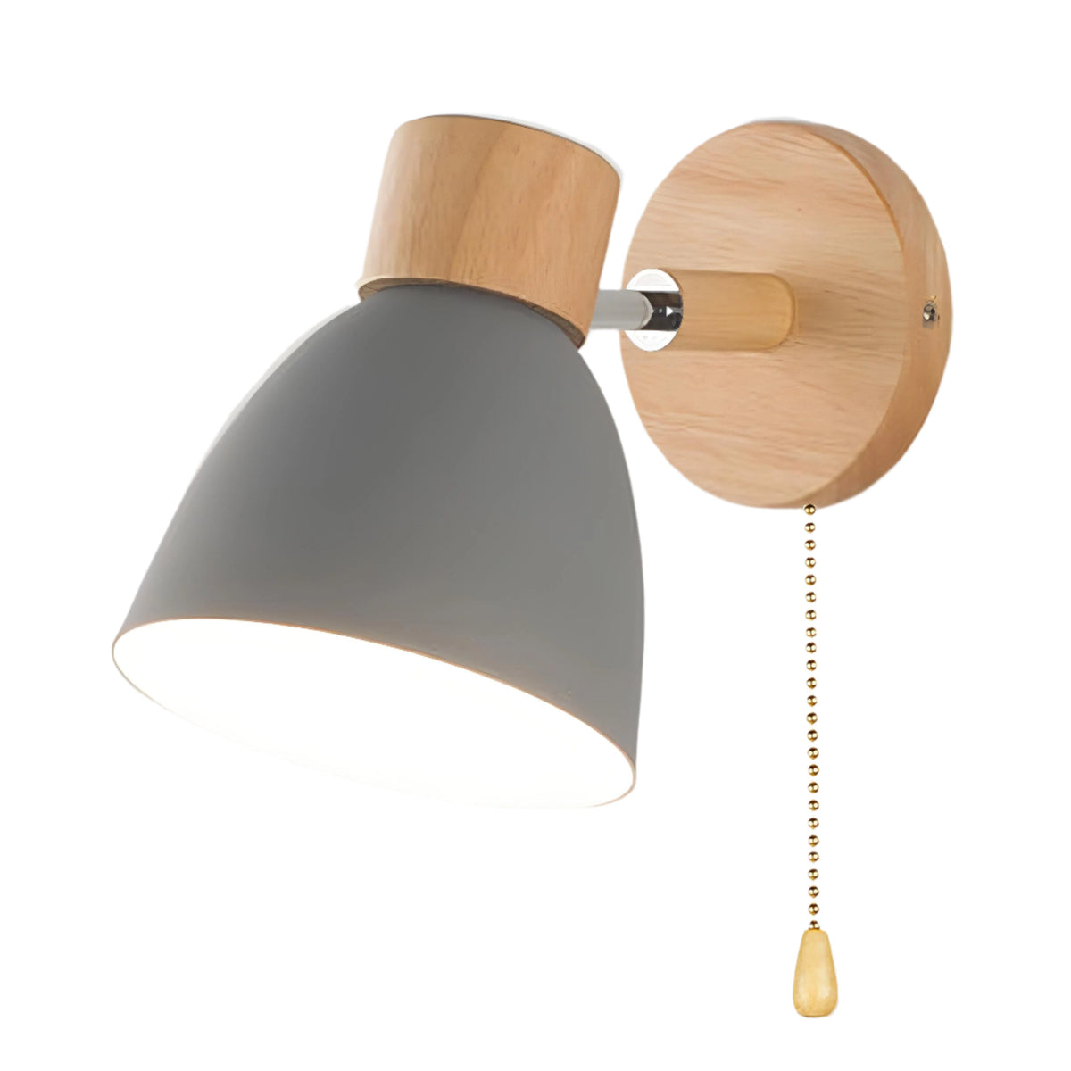 Houten wandlamp met trekschakelaar naturel E27 20,5×15 cm Scandinavisch design woondecoratie interieurverlichting | Sulvida