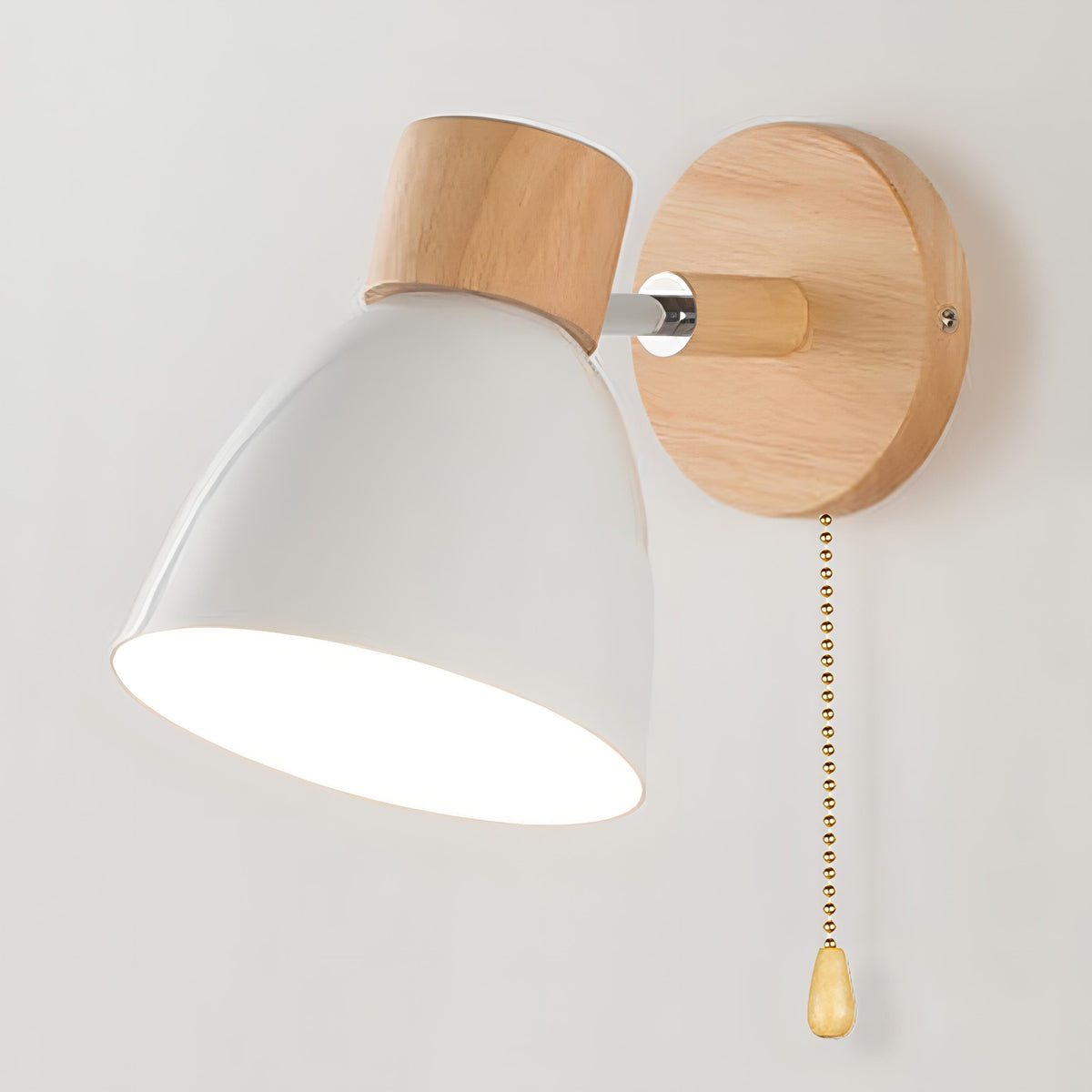 Houten wandlamp met trekschakelaar naturel E27 20,5×15 cm Scandinavisch design woondecoratie interieurverlichting | Sulvida