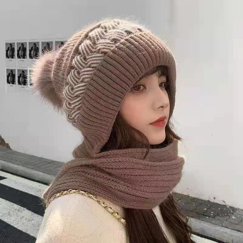 2-in-1 Gebreide Muts met Sjaal – Warme Winteraccessoire voor Dames en Heren Unisex Wintermuts Sjaalmuts | Sulvida