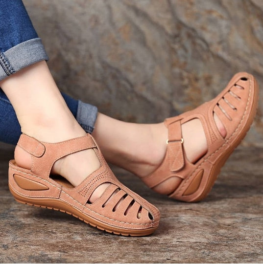 Orthopedische Lederen Sandalen met Teensteun Houdingscorrectie Voetcomfort voor Dagelijks Gebruik Beige Zwart | Sulvida