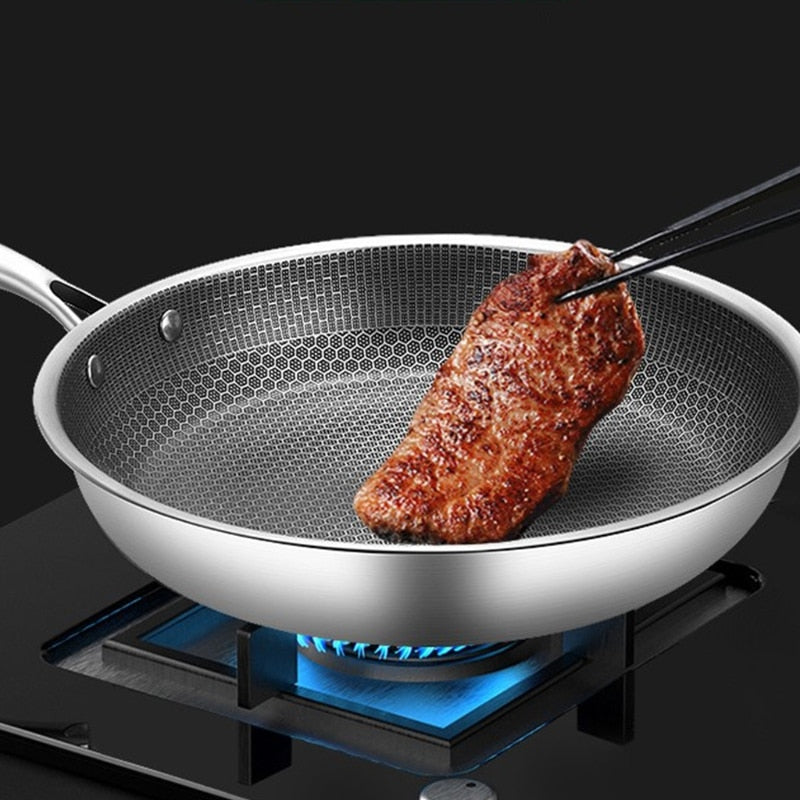 Professionele Koekenpan 28cm RVS Antiaanbaklaag Inductie Vaatwasser Energiezuinig Duurzaam Koken Keuken | Sulvida