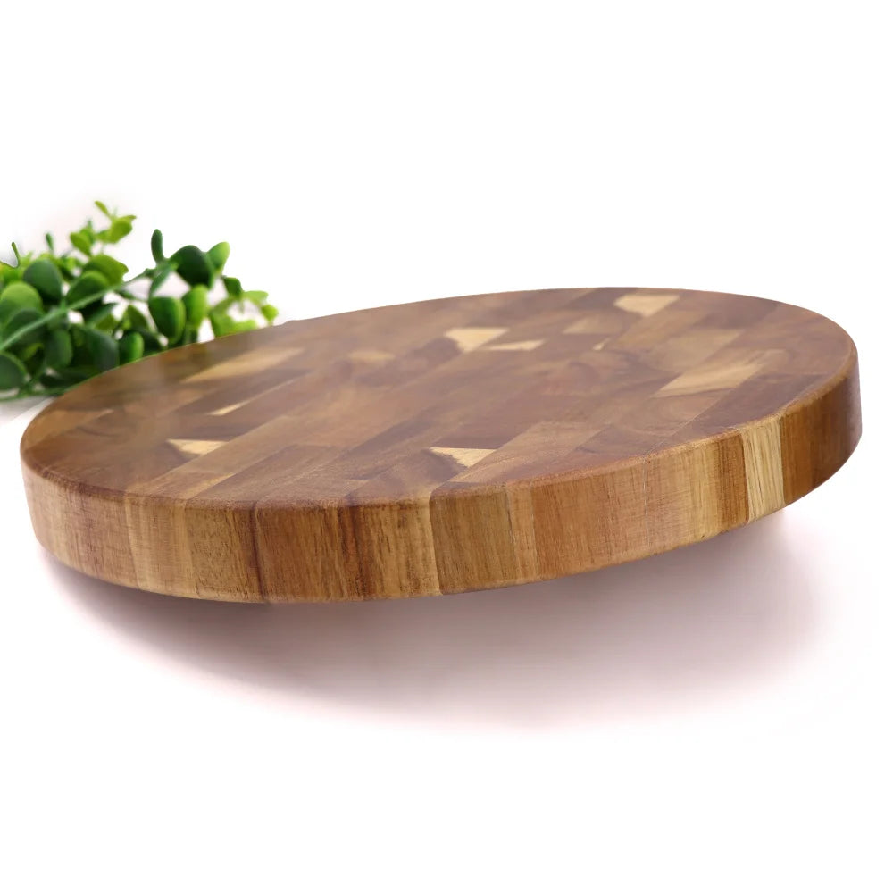 Ronde Hakblok Acaciahout 30cm Dik Snijplank Eindnerf Natuurlijk Hout Keukenaccessoire Duurzaam Serveerplank | Sulvida