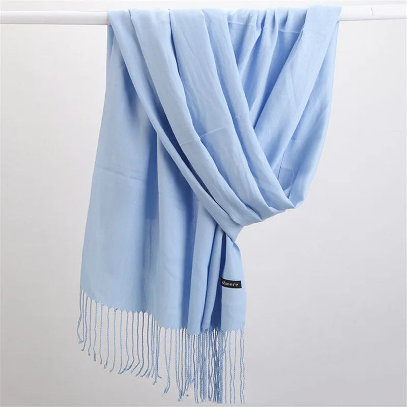 Écharpe pashmina de luxe avec pompons - Écharpe d’hiver douce, aspect cachemire, pour femme et homme - Élégante étole | Sulvida