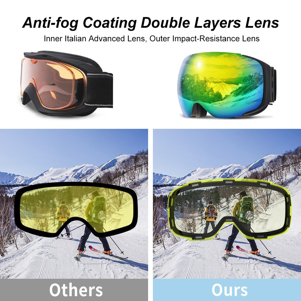 Magnetische Skibril met UV-Bescherming en Anticondens Lenzen – Winterbril voor Sneeuw Snowboarden Skiën | Sulvida