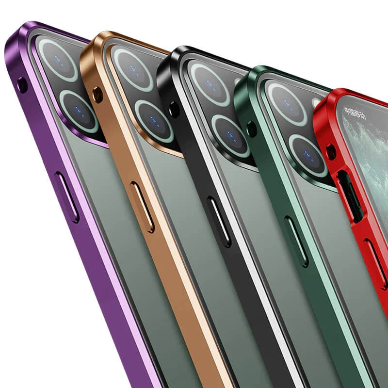 Magnetisch telefoonhoesje gehard glas metaal volledige bescherming valbeveiliging privacy screenprotector | Sulvida