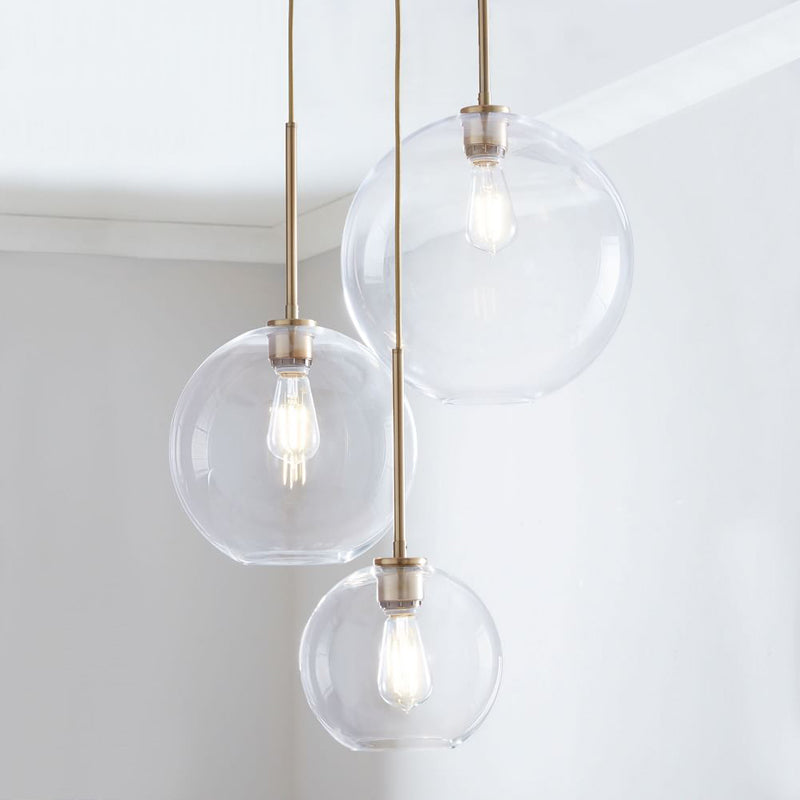 Glazen Hanglamp Bol Interieur Verlichting Messingkleur Plafondlamp Rond Glas Eetkamer Woonkamer Slaapkamer | Sulvida