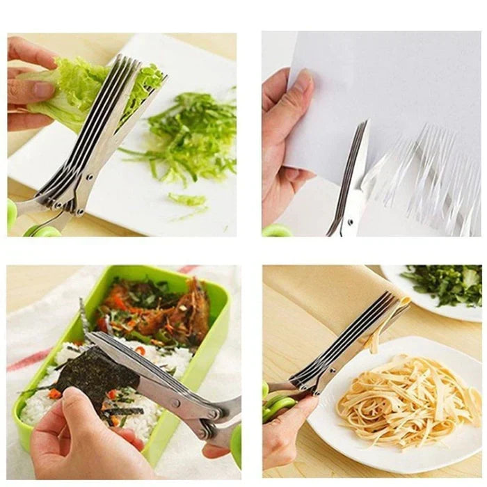 Multifunctionele Keukenschaar met 5 Messen voor Groenten Kruiden & Salades – Snel Snijgereedschap Keuken | Sulvida