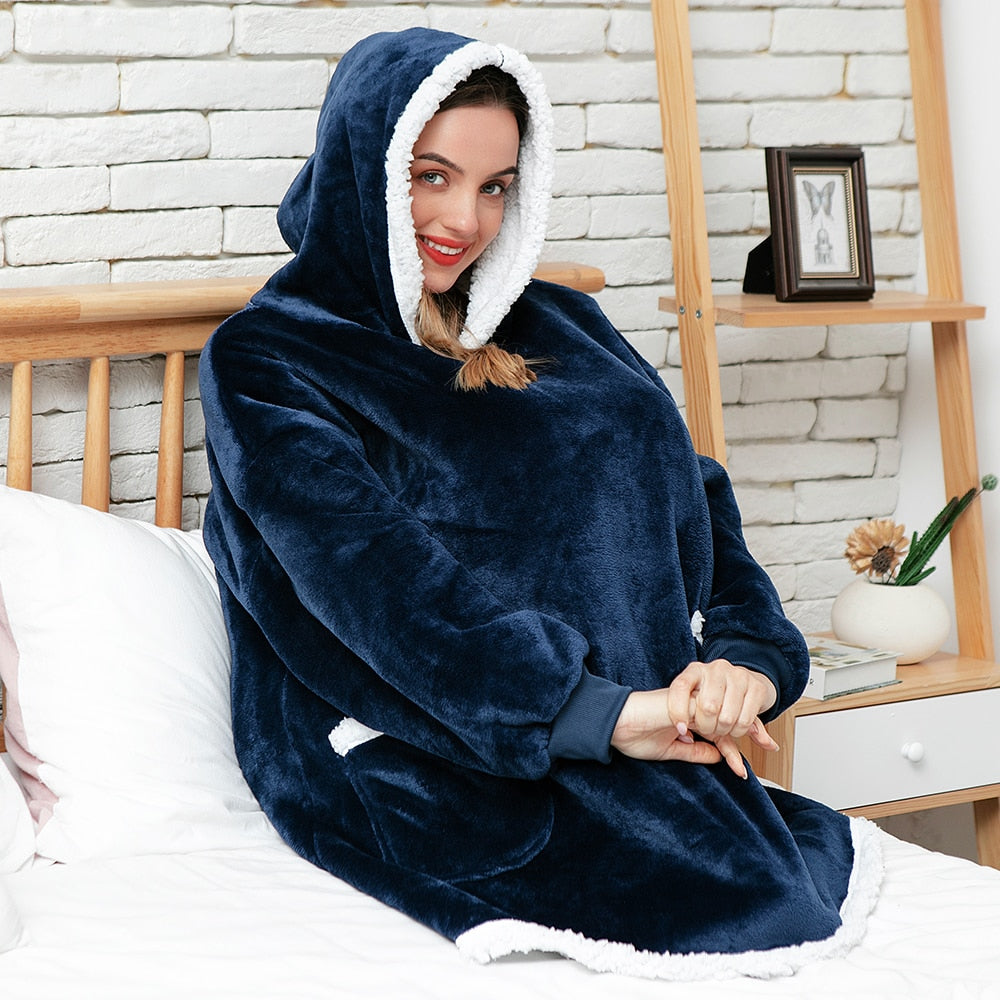 Warme Hooded Deken Hoodie - Zachte Fleece Loungewear met Capuchon en Zakken voor Ultiem Comfort Thuis | Sulvida