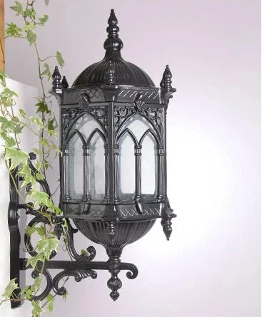 Gotische Buitenlamp Wandverlichting Brons Metaal Glas E27 IP65 Waterdicht Tuin Entree Terras Lantaarn | Sulvida