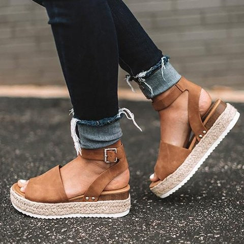 Dames Platformsandalen met Enkelbandje Sleehak 3-5cm Zomer Casual Strandschoen Verstelbaar Comfortabel | Sulvida