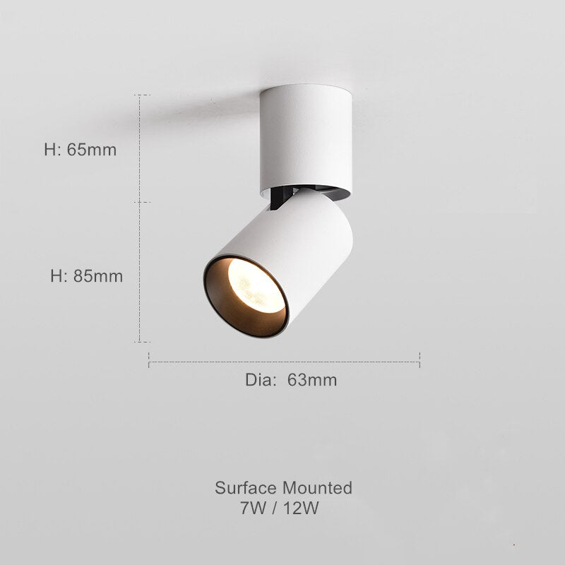 Verstelbare Opbouwspot Rond LED Plafondverlichting Zwart Wit Dimbaar Richtbaar 7W 12W Spotverlichting Woonkamer | Sulvida