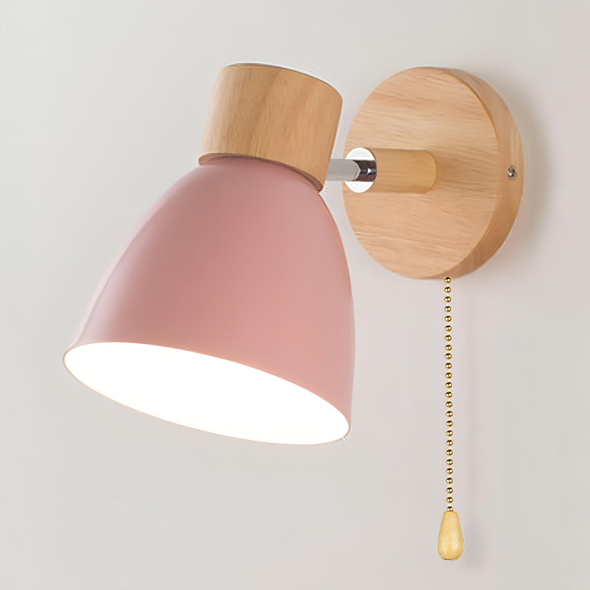 Houten wandlamp met trekschakelaar naturel E27 20,5×15 cm Scandinavisch design woondecoratie interieurverlichting | Sulvida