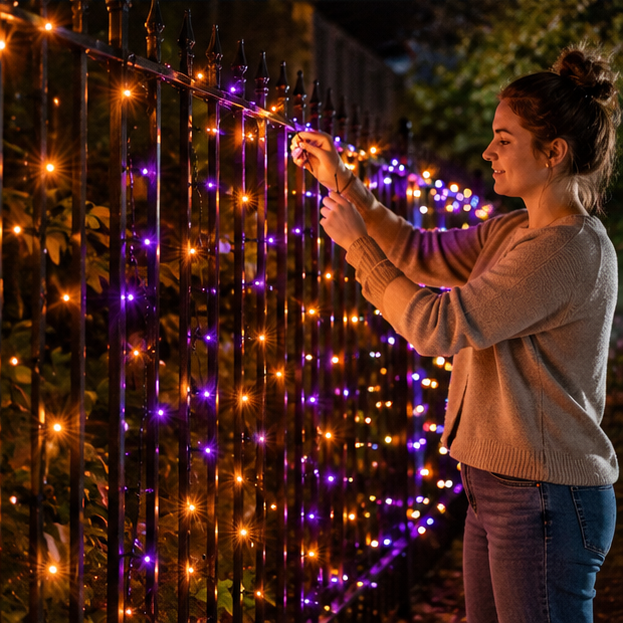 LED Sfeerlichtjes Paars en Oranje voor Tuin Terras Feest Seizoensverlichting Sfeerverlichting Binnen Buiten | Sulvida