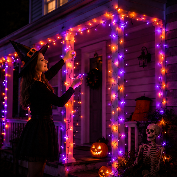 LED Sfeerlichtjes Paars en Oranje voor Tuin Terras Feest Seizoensverlichting Sfeerverlichting Binnen Buiten | Sulvida