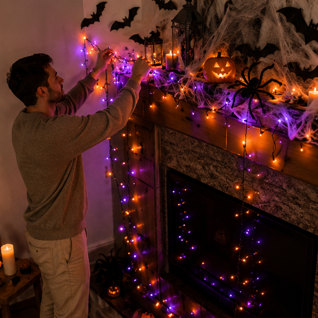 LED Sfeerlichtjes Paars en Oranje voor Tuin Terras Feest Seizoensverlichting Sfeerverlichting Binnen Buiten | Sulvida