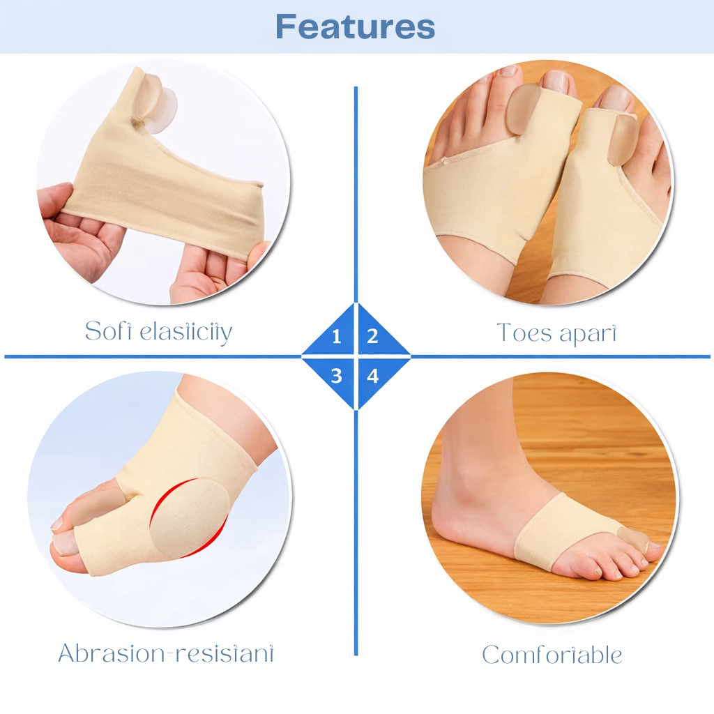 Orthopedische teencorrector siliconen gelkussentjes voor hallux valgus drukverlichting dagelijks loopcomfort | Sulvida