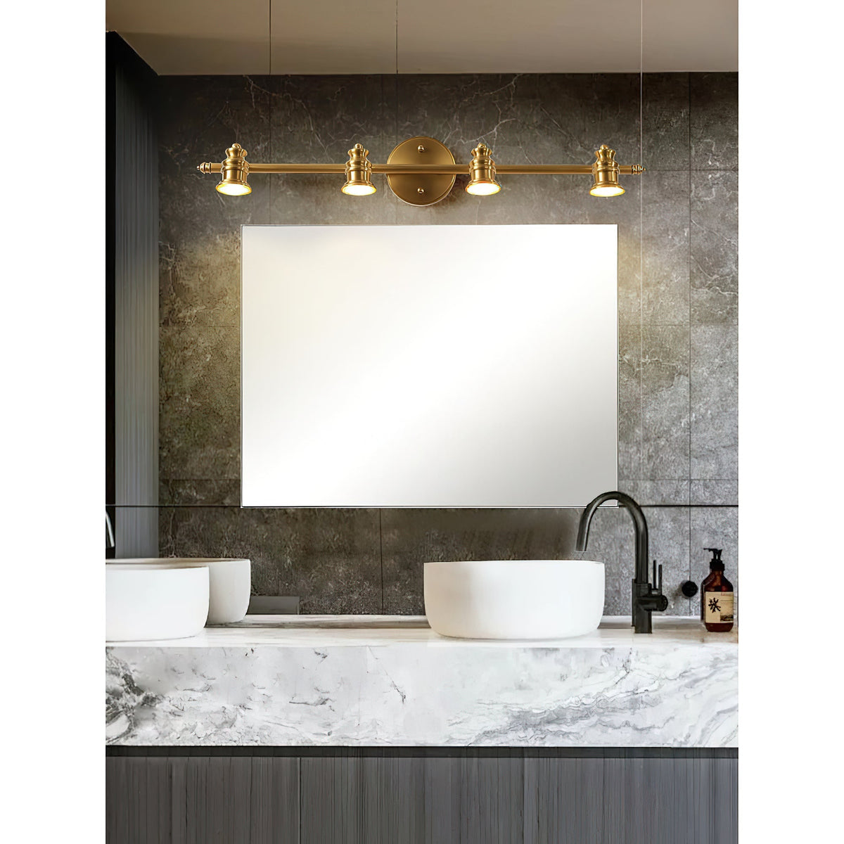 Messing Wandlamp met Verstelbare Spots Brons Vintage Spotverlichting Hal Woonkamer Eetkamer Zwenkbaar | Sulvida