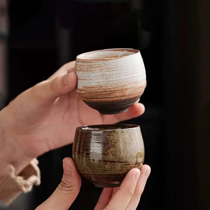 Rustiek handgemaakt espressokopjes keramiek steengoed unieke geglazuurde duurzame koffiemokjes artisanaal | Sulvida