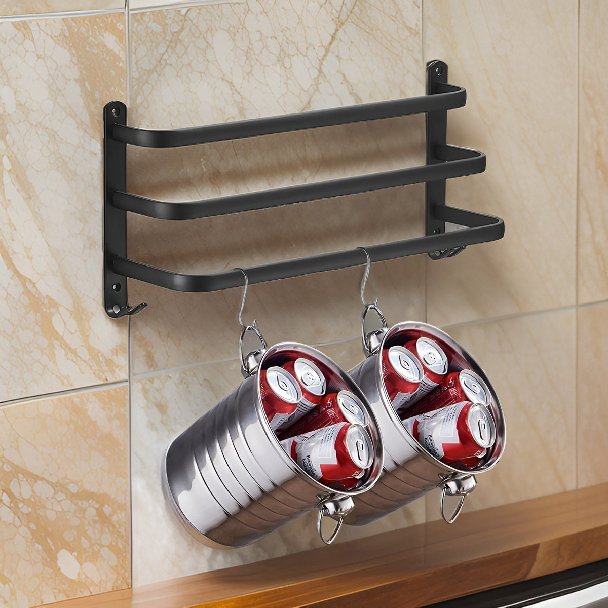 Handdoekenrek Wand Aluminium Zwart Meerlaags Badkamer Wandmontage Handdoekenhouder Ruimtebesparend Stijlvol | Sulvida
