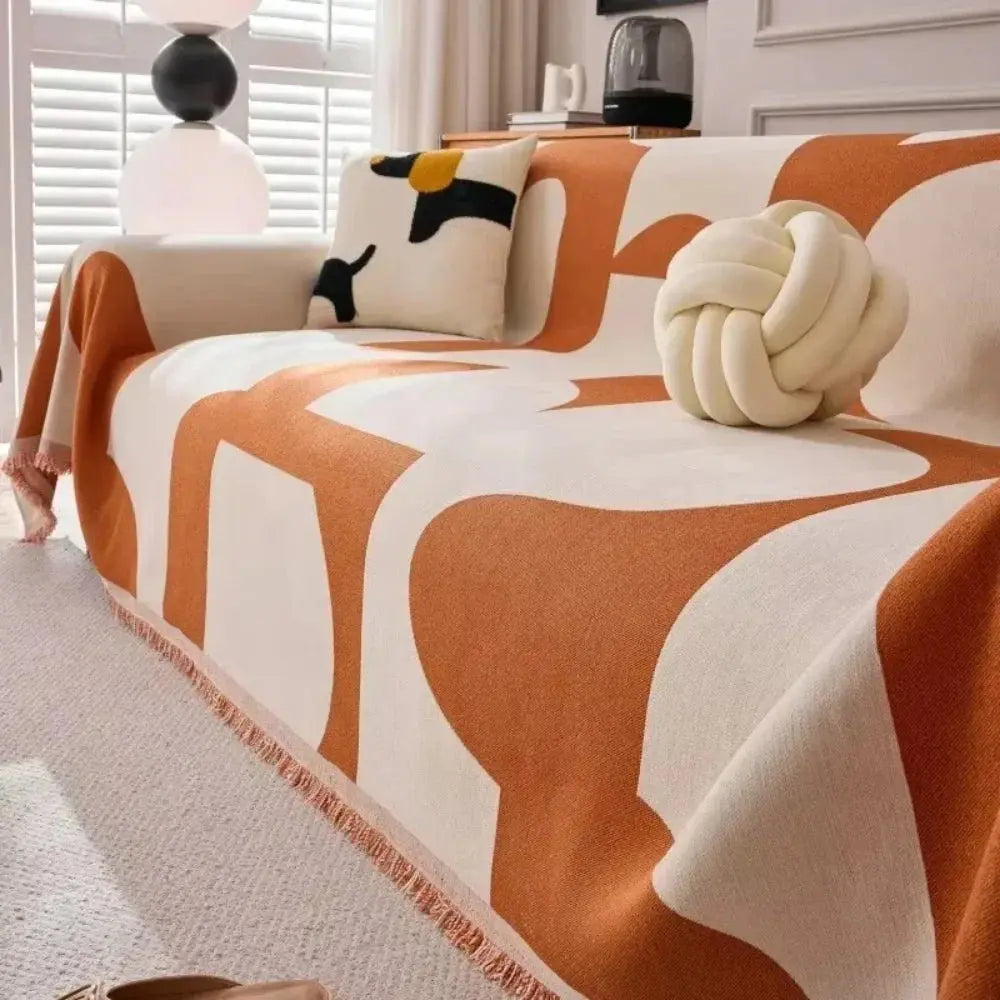 Chenille Plaid Grijs Bruin Oranje – Zachte Decoratieve Woonplaid voor Bank en Bed – 180×150 cm 180×230 cm | Sulvida