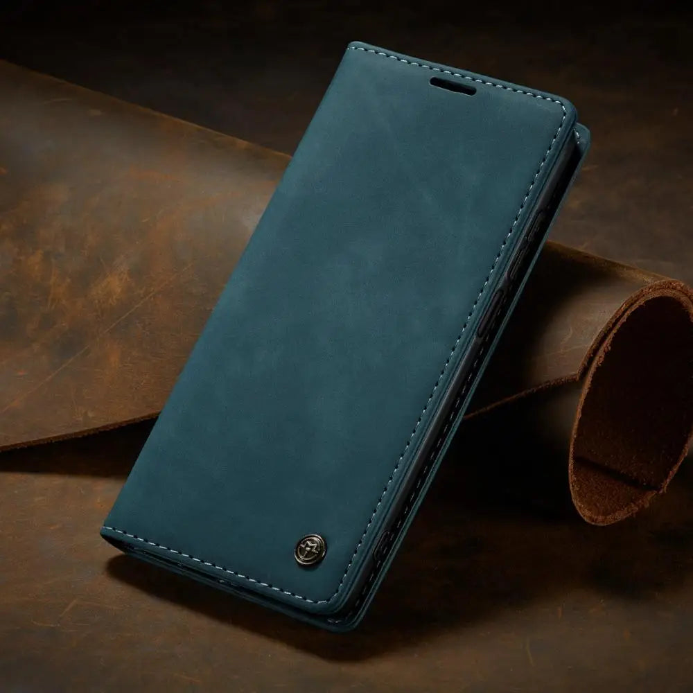 Étui portefeuille magnétique à rabat en cuir pour téléphone, noir, marron, rouge, bleu, avec support et porte-cartes de protection | Sulvida