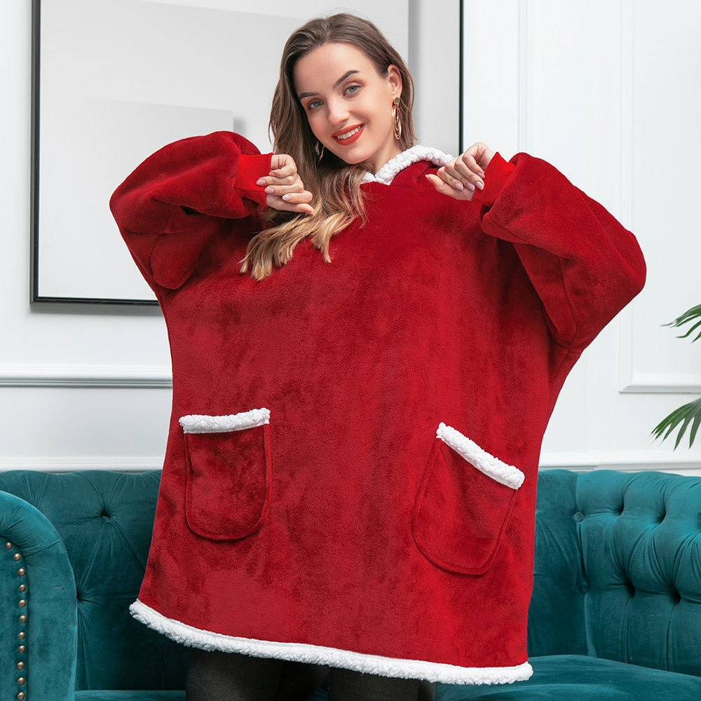 Warme Hooded Deken Hoodie - Zachte Fleece Loungewear met Capuchon en Zakken voor Ultiem Comfort Thuis | Sulvida
