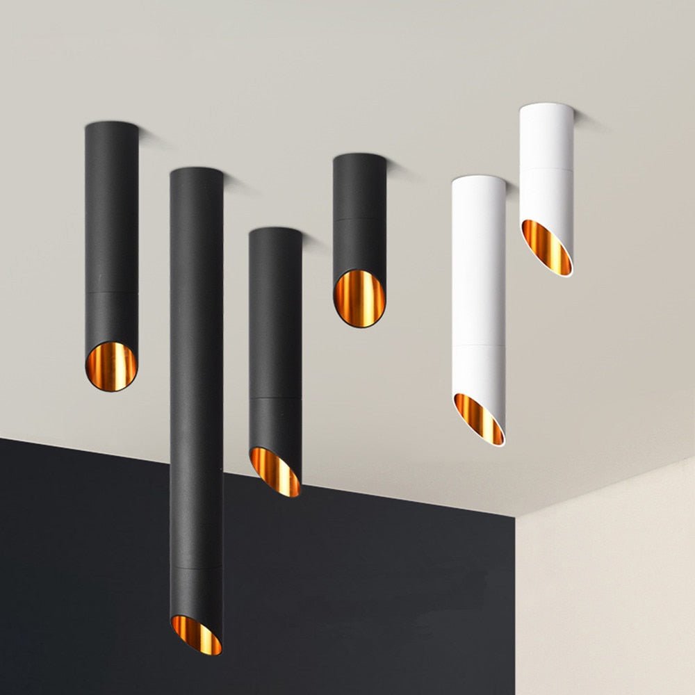 Opbouw LED Plafondspot Buisvormig Design Aluminium Koper Zwart Wit Warm Koud Licht Moderne Verlichting | Sulvida