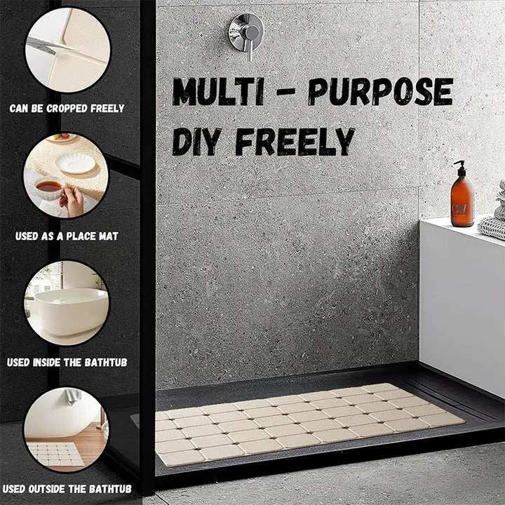 Antislip Badmat Siliconen met Zuignappen en Afvoergaten Vouwbaar voor Bad en Douche Badkamer 45×70 cm Grijs | Sulvida