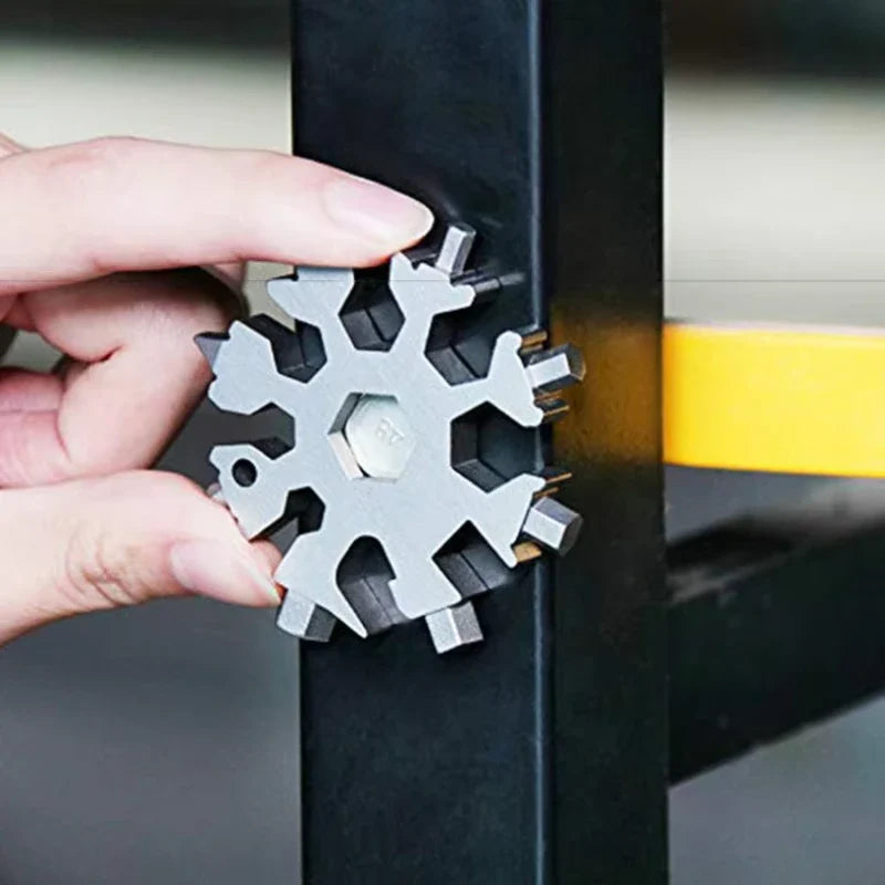 18-in-1 Sneeuwvlok Multitool Compact Zakgereedschap met Sleutelhangerbevestiging Draagbaar Gereedschap | Sulvida