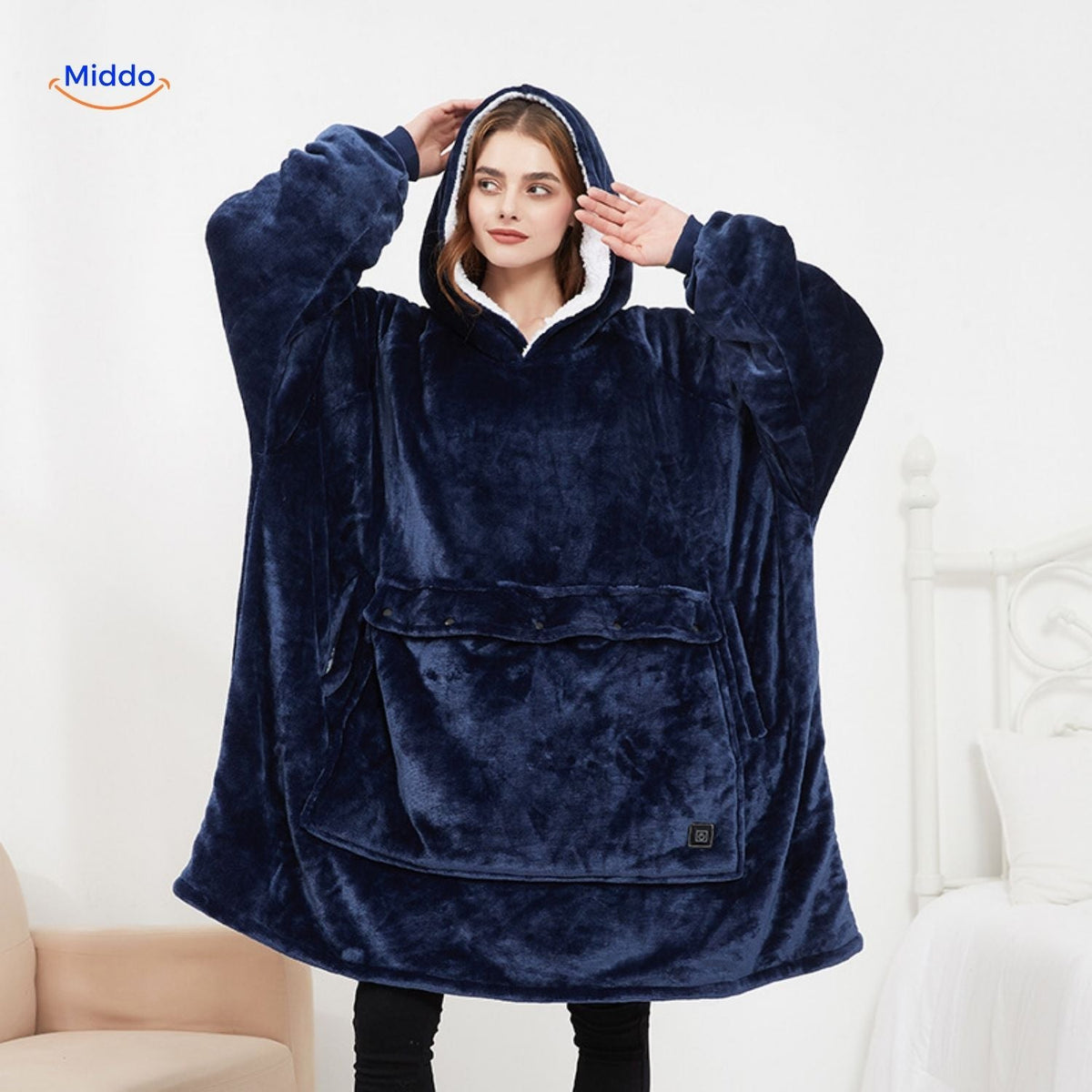 Pull chauffant avec chargement USB, 3 zones chauffantes, unisexe, vêtement chaud d'hiver noir, gris et bleu pour l'automne | Sulvida