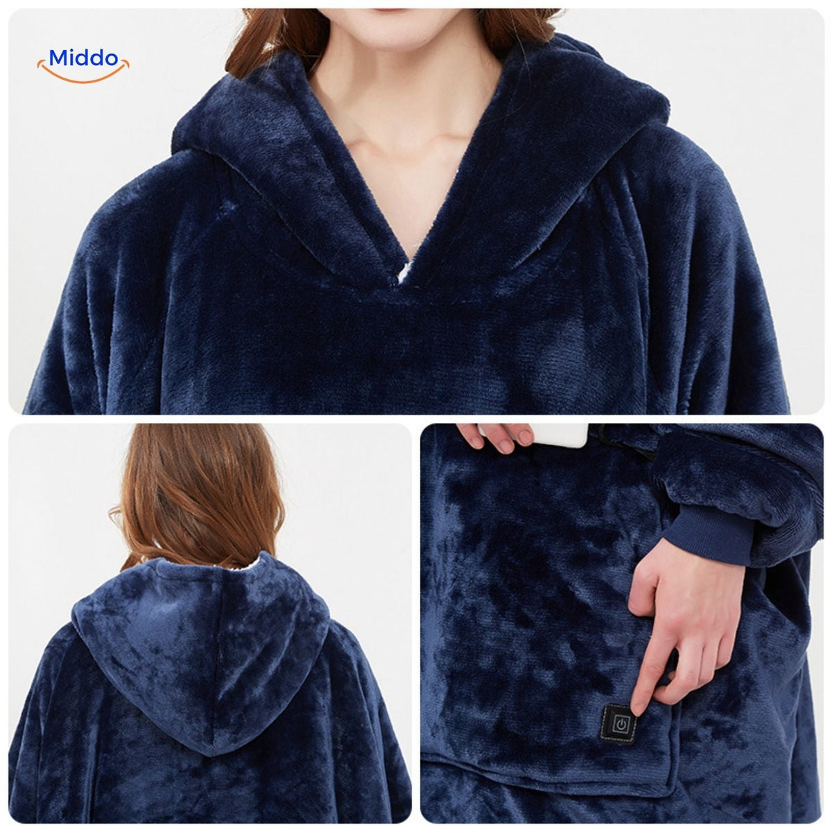 Pull chauffant avec chargement USB, 3 zones chauffantes, unisexe, vêtement chaud d'hiver noir, gris et bleu pour l'automne | Sulvida
